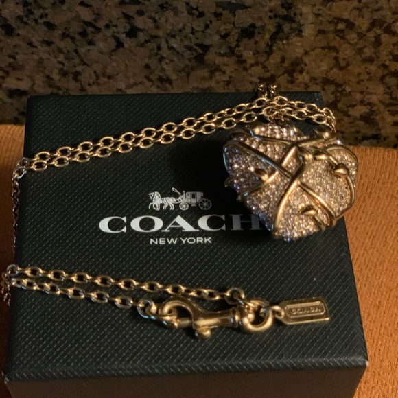 Coach Jewelry - HTF- Coach Pave Heart Necklace